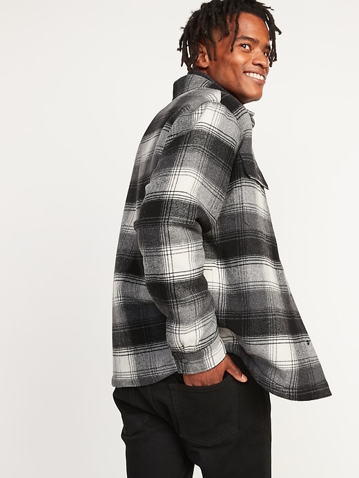 Image number 2 showing, Plaid Wool-Blend Sherpa-Lined Shirt Jacket for Men