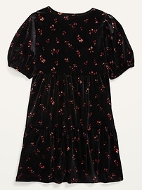 View large product image 3 of 3. Velvet Tiered Puff-Sleeve Dress for Girls