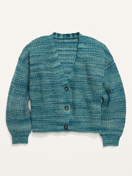 View large product image 1 of 1. Cropped Space-Dye Button-Front Cardigan Sweater for Girls