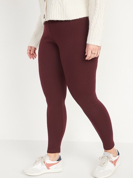 Image number 1 showing, High-Waisted Fleece-Lined Ankle Leggings