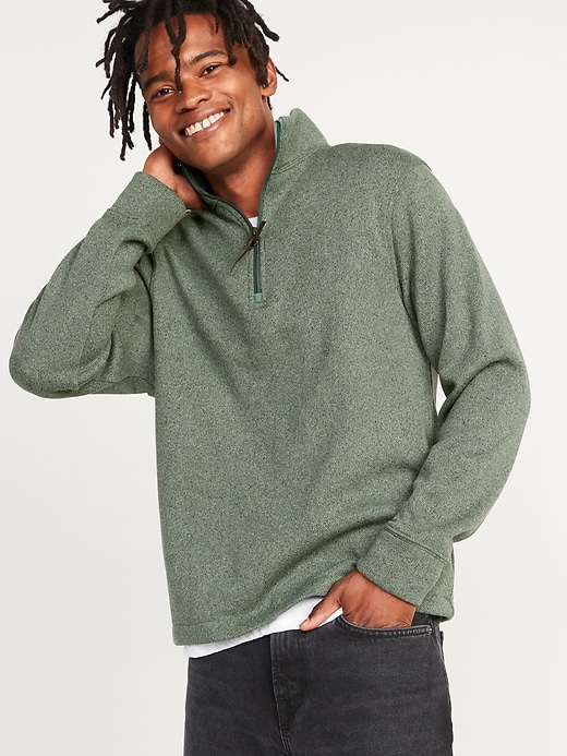 Sweater-Fleece Mock-Neck Quarter-Zip Sweatshirt for Men | Old Navy