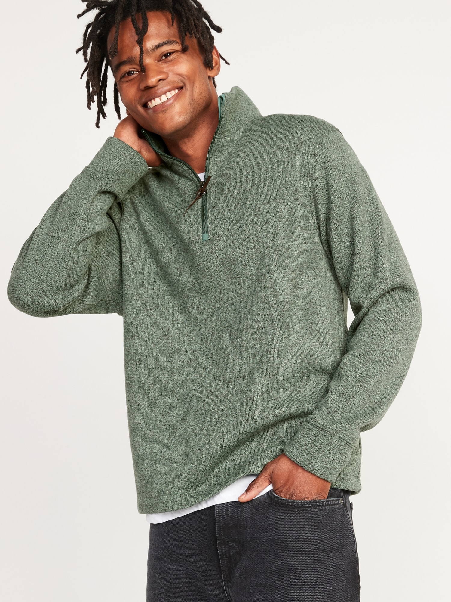 Sweater-Fleece Mock-Neck Quarter Zip Sweatshirt