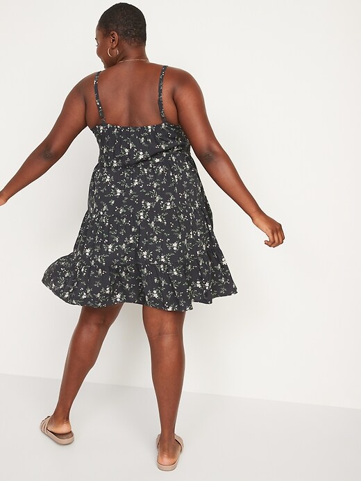 Image number 8 showing, Sleeveless Floral-Print Tiered Mini Swing Dress