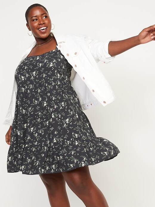 Image number 3 showing, Sleeveless Floral-Print Tiered Mini Swing Dress