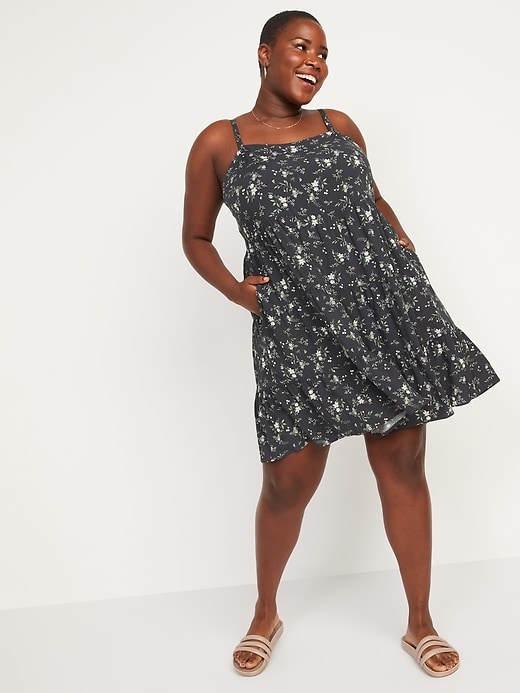 Image number 7 showing, Sleeveless Floral-Print Tiered Mini Swing Dress