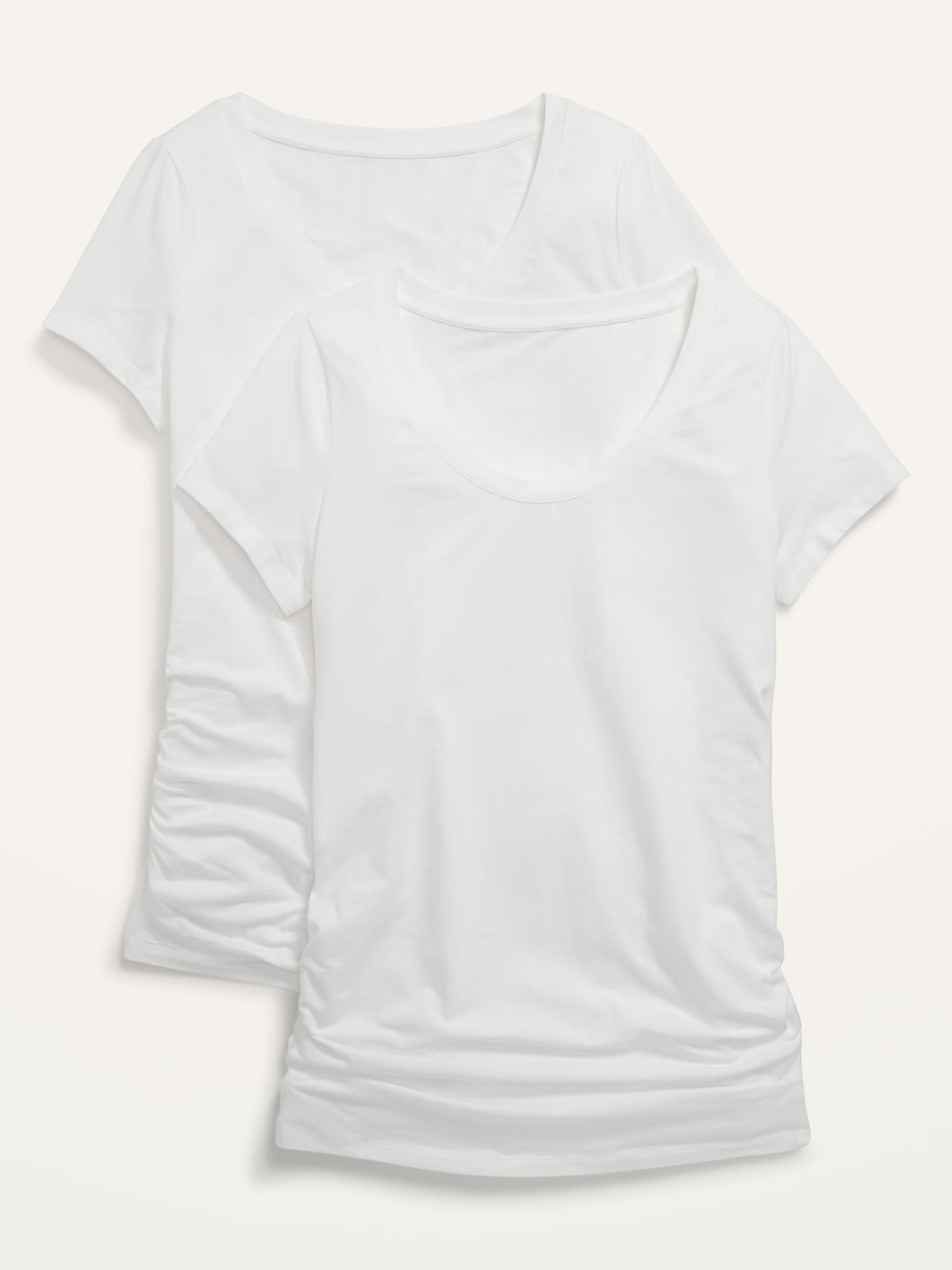 Old Navy Maternity Scoop-Neck Side-Shirred T-Shirt 2-Pack white. 1