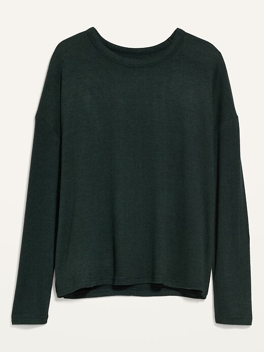 Image number 4 showing, Oversized Cozy-Knit Long-Sleeve T-Shirt for Women