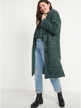 Relaxed Textured Overcoat for Women