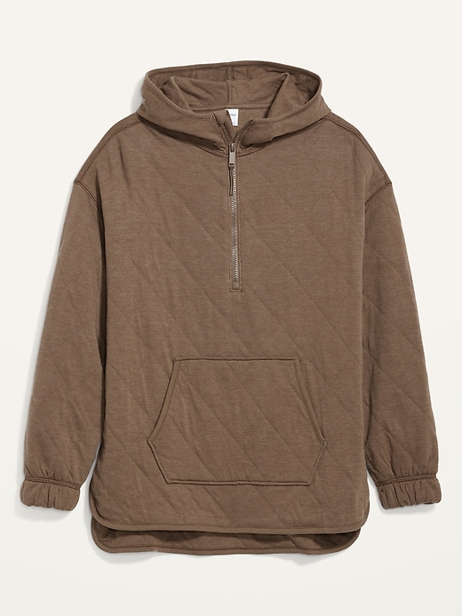 Quilted Quarter-Zip Tunic Hoodie for Women