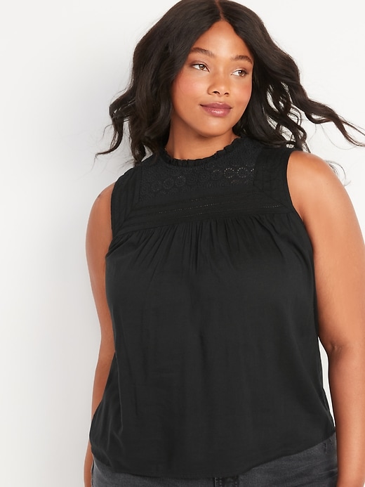 Image number 6 showing, Ruffled Lace-Trim Sleeveless Blouse for Women