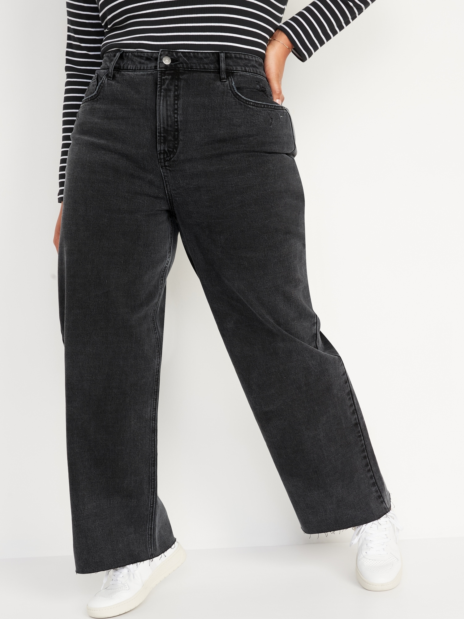 Womens Wide Leg Jean - Washed Black