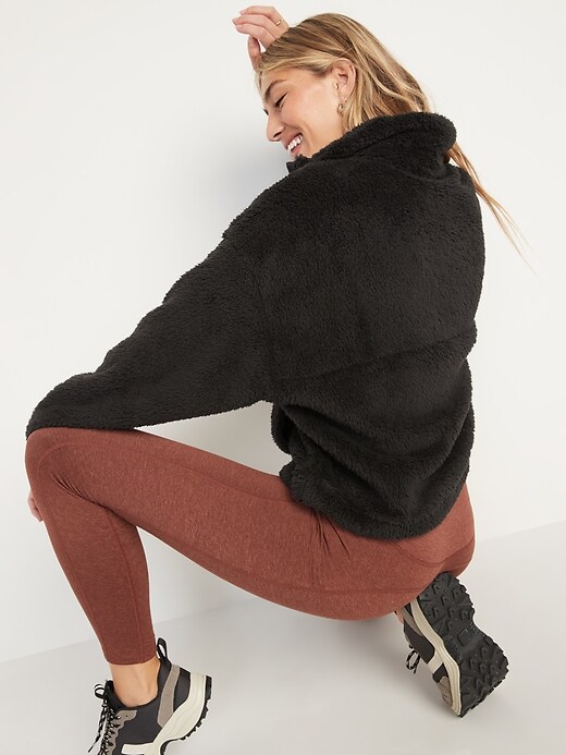 Image number 6 showing, High-Neck Half-Zip Sherpa Sweatshirt for Women
