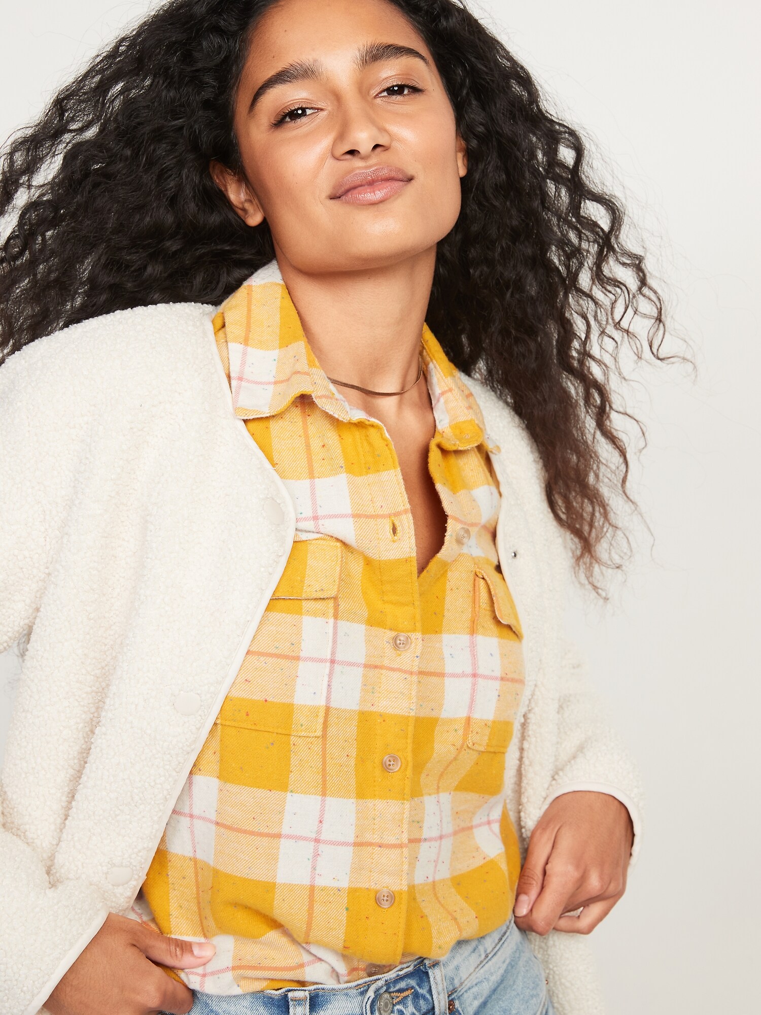oversized yellow flannel
