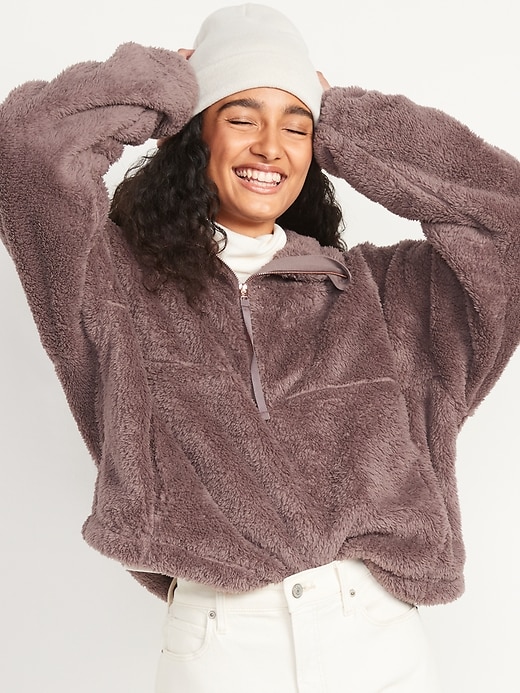 Image number 3 showing, High-Neck Half Zip Sherpa Sweatshirt