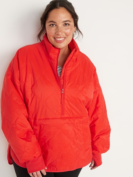 Packable Half-Zip Water-Resistant Quilted Jacket for Women