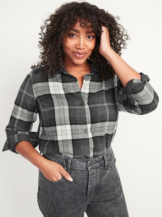 Image number 1 showing, Classic Plaid Flannel Shirt for Women