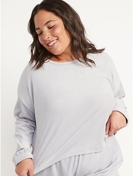 Long-Sleeve Velvet Pajama Top for Women