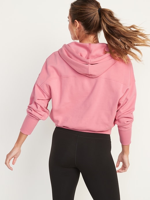 Image number 7 showing, Loose Cropped Quarter-Zip Hoodie for Women