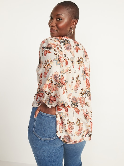 Image number 2 showing, Oversized Floral-Print Long-Sleeve Blouse for Women
