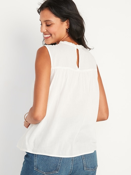 Image number 6 showing, Ruffled Lace-Trim Sleeveless Blouse for Women