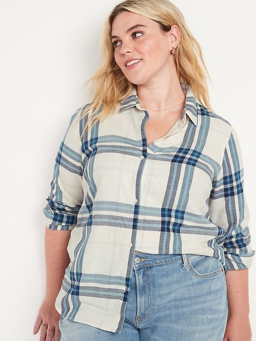 Image number 5 showing, Long-Sleeve Plaid Flannel Shirt for Women