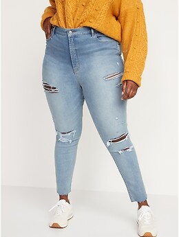 Higher High-Waisted Rockstar 360° Stretch Super Skinny Ripped Jeans for Women