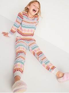 Pyjama avec haut en micromolleton à motifs et pantalon de jogging pour Fille