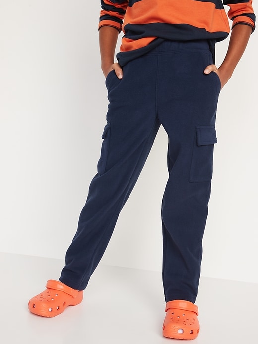 Cozy Micro Fleece Cargo Tapered Sweatpants For Boys