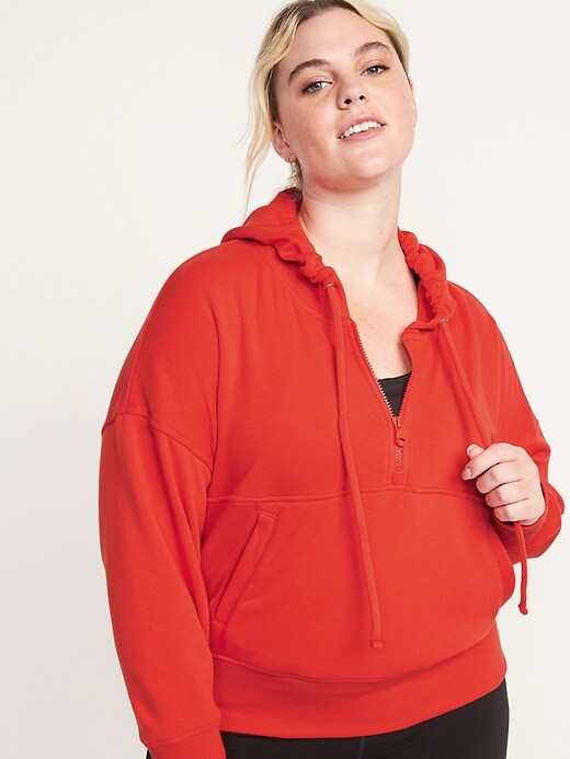 Image number 7 showing, Loose Cropped Quarter-Zip Hoodie for Women