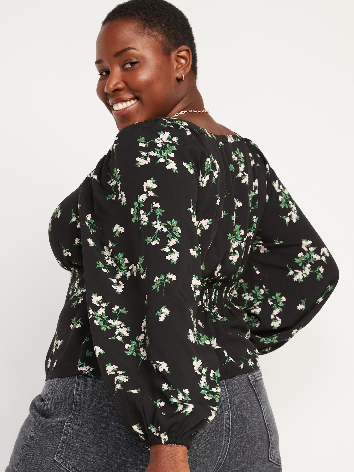 Floral-Print Square-Neck Blouse for Women | Old Navy