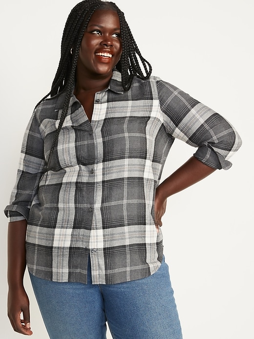 Image number 7 showing, Classic Plaid Flannel Shirt for Women