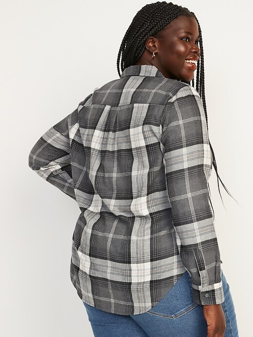Image number 8 showing, Classic Plaid Flannel Shirt for Women