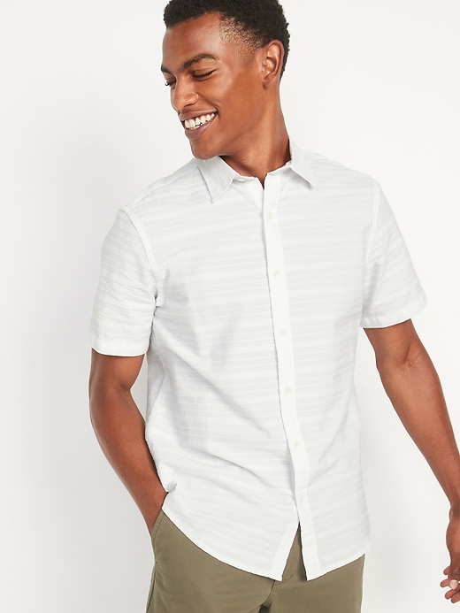 Relaxed-Fit Cotton Dobby Short-Sleeve Shirt for Men | Old Navy