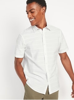Relaxed-Fit Cotton Dobby Short-Sleeve Shirt for Men