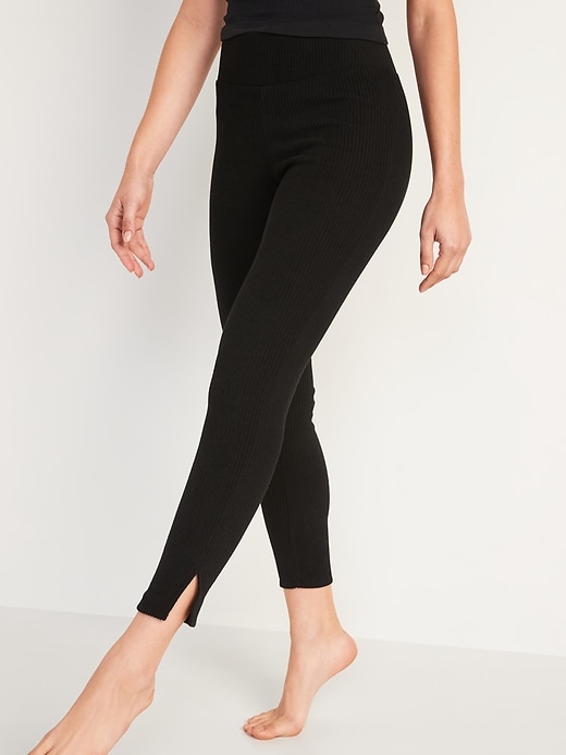 Image number 5 showing, High-Waisted Cozy Rib-Knit Lounge Leggings