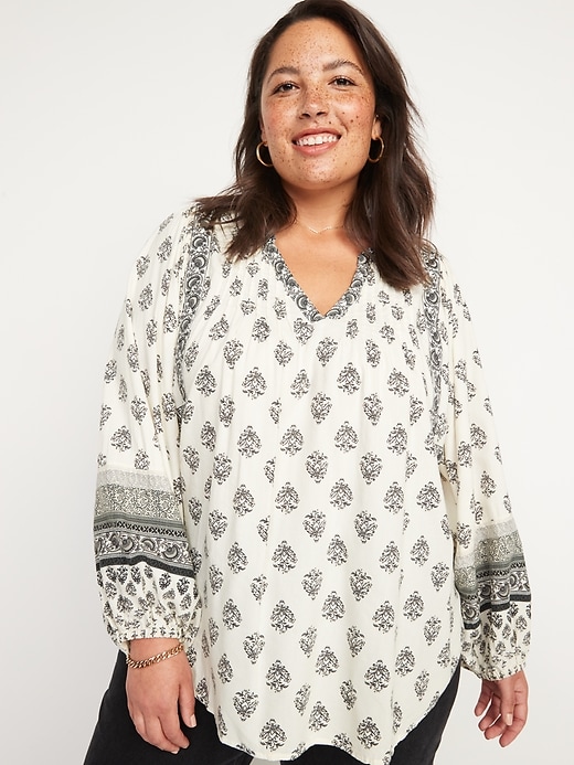 Image number 7 showing, Long-Sleeve Printed Poet Swing Blouse for Women