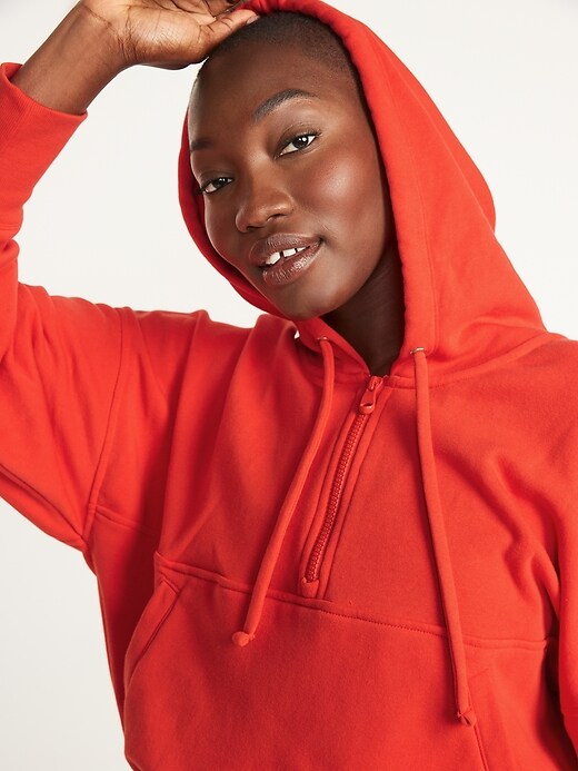 Image number 3 showing, Loose Cropped Quarter-Zip Hoodie for Women