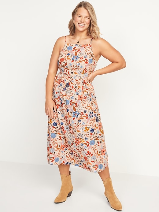 Image number 1 showing, Floral-Print Fit & Flare Cami Midi Dress for Women