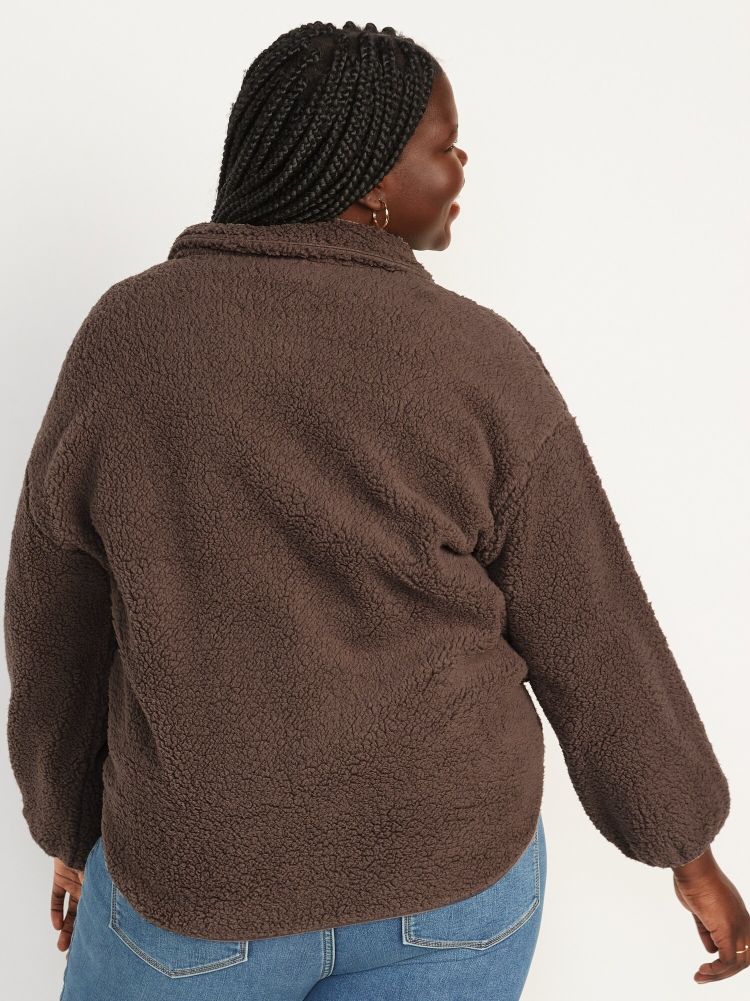 Plus size sherpa quarter zip sale