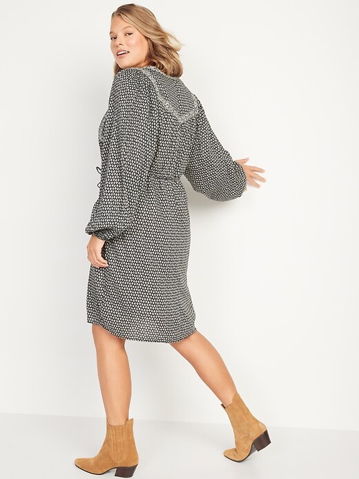 Image number 7 showing, Oversized Long-Sleeve Printed Swing Dress for Women