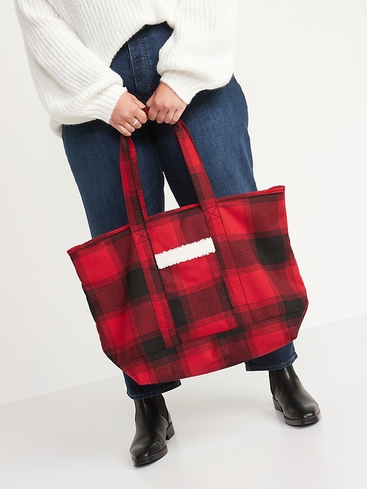 Extra Large Buffalo Plaid Tote Bag for Adults