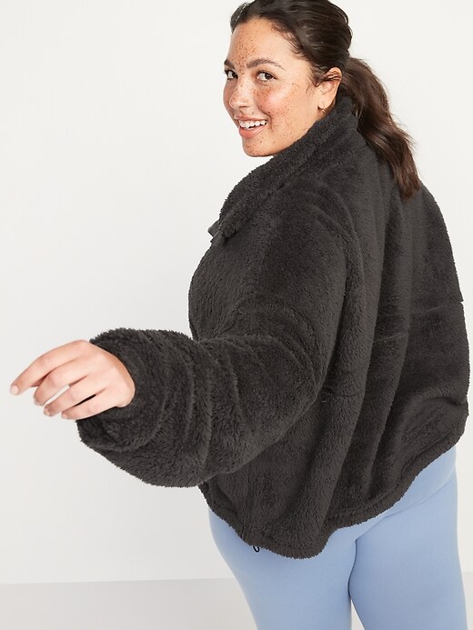 Image number 8 showing, High-Neck Half-Zip Sherpa Sweatshirt for Women