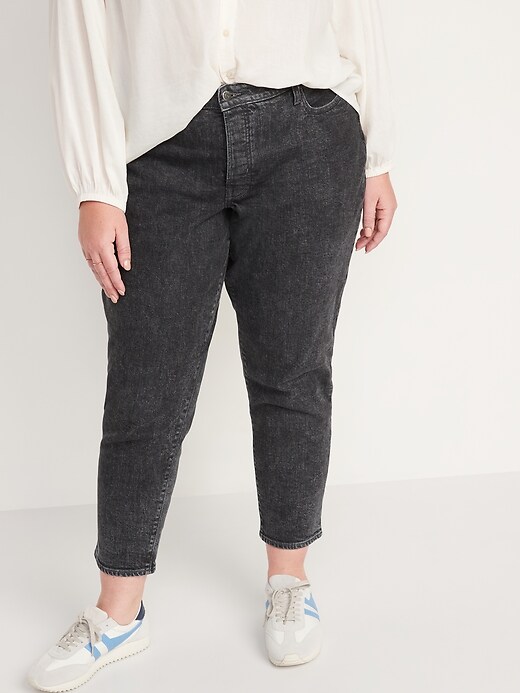 Image number 7 showing, Higher High-Waisted Button-Fly O.G. Straight Black-Wash Jeans for Women