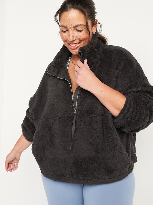 Image number 7 showing, High-Neck Half-Zip Sherpa Sweatshirt for Women