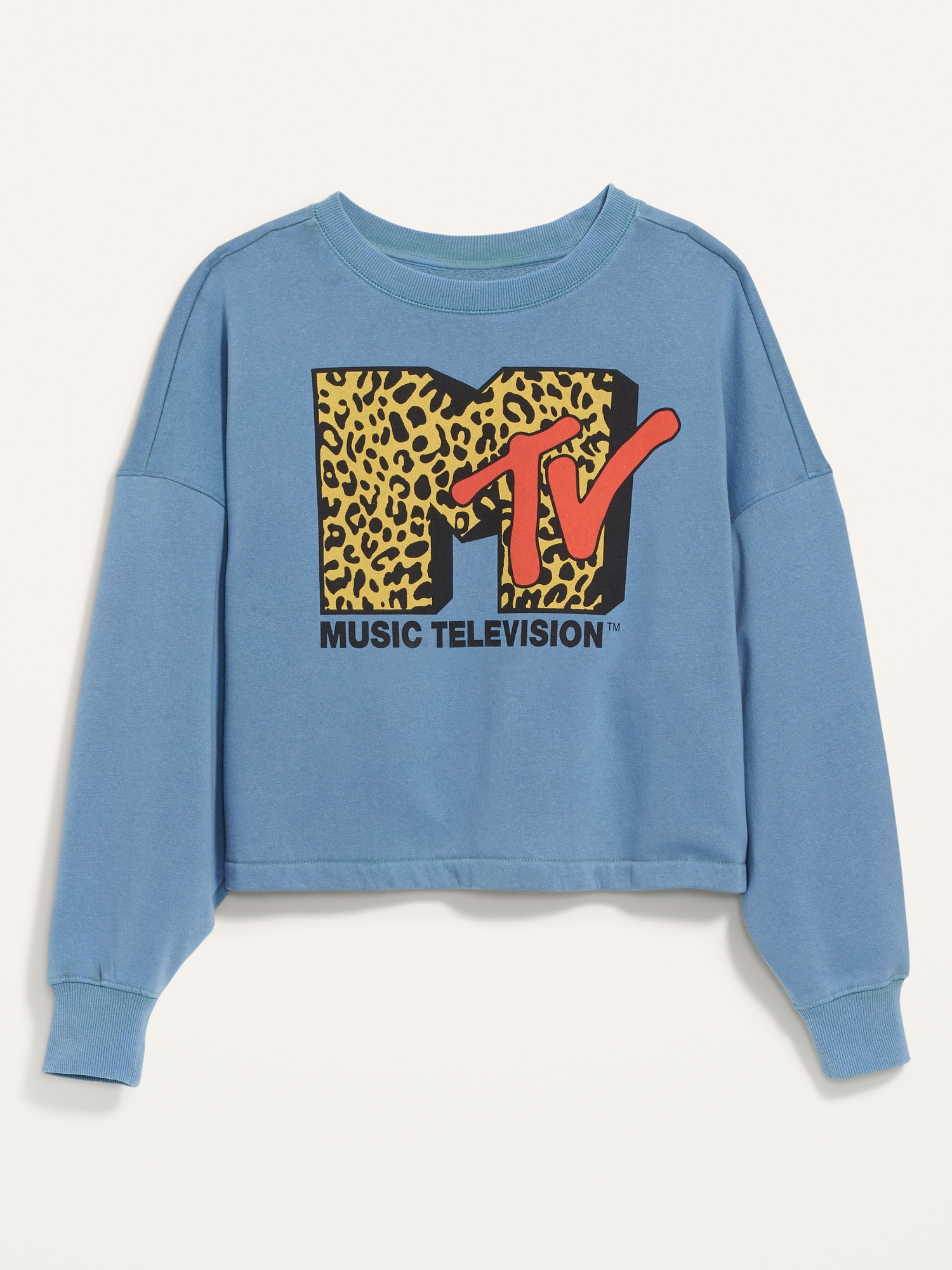Long-Sleeve Oversized Cropped Pop-Culture Graphic Sweatshirt for