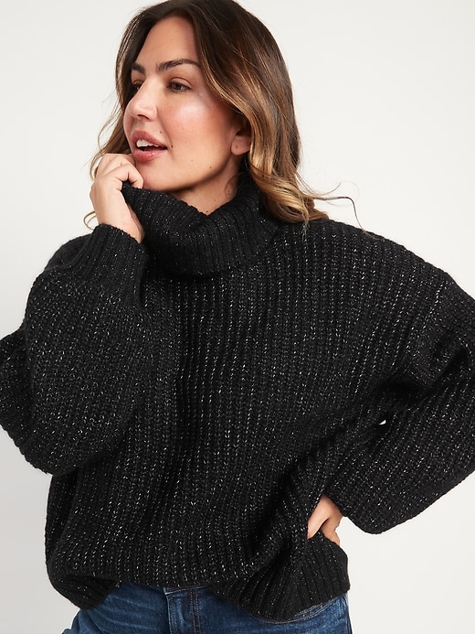 Image number 1 showing, Shaker-Stitch Turtleneck Sweater for Women