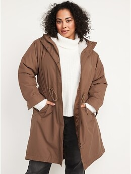 Water-Resistant Faux-Fur Lined Hooded Jacket for Women