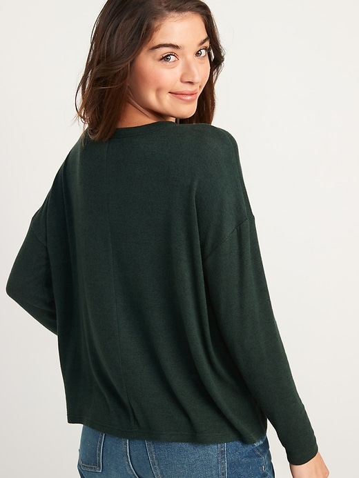 Image number 2 showing, Oversized Cozy-Knit Long-Sleeve T-Shirt for Women