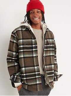 old navy men's sherpa lined flannel shirts