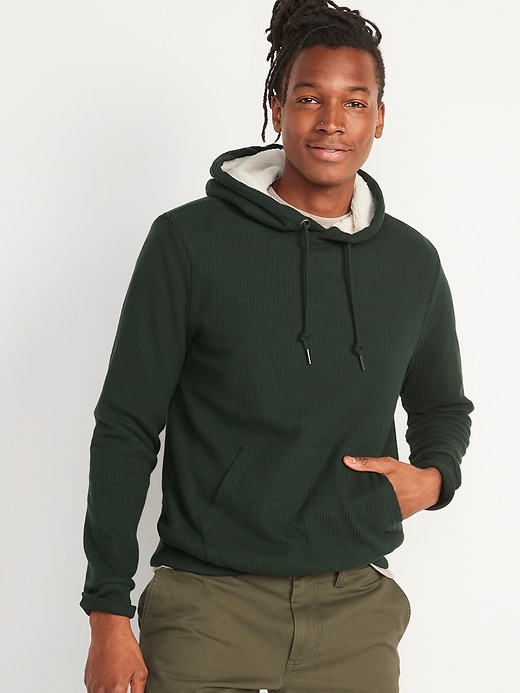 View large product image 1 of 1. Cozy Sherpa-Lined French-Rib Pullover Hoodie